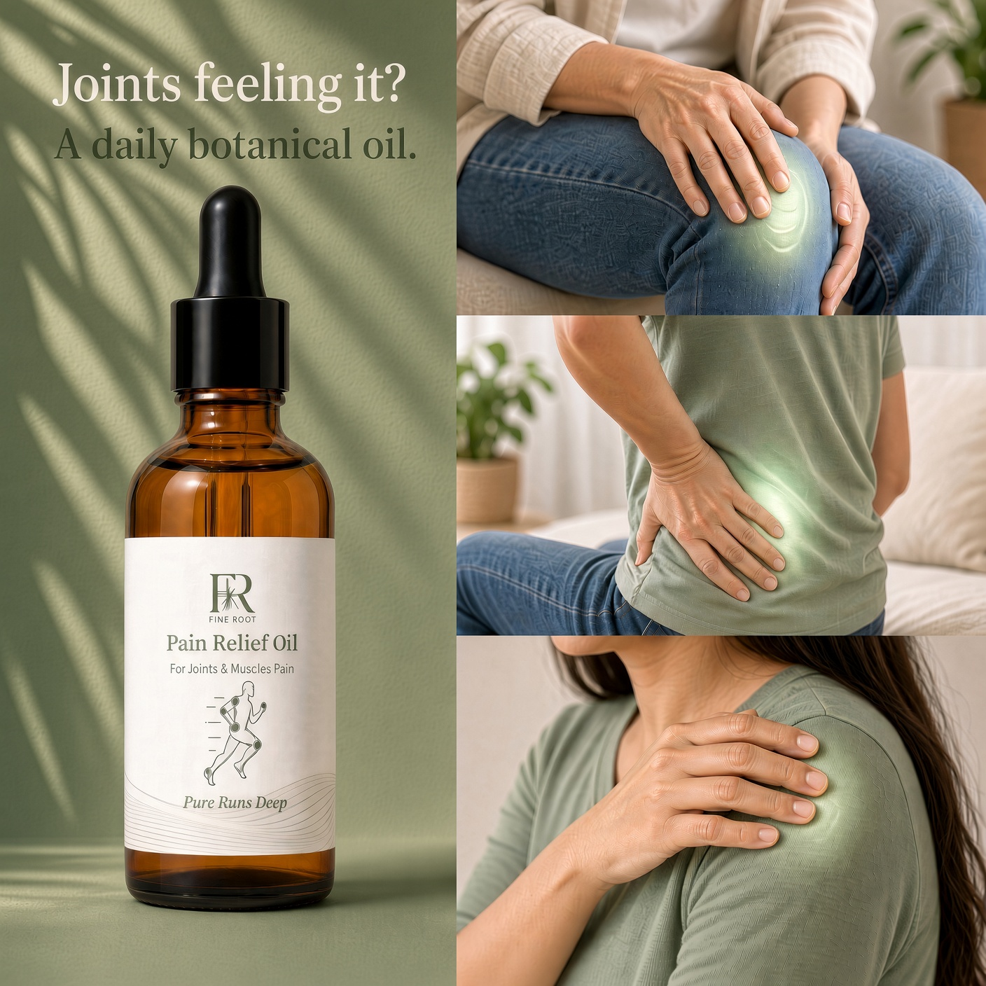 Pain Relief Oil packaging and supporting materials